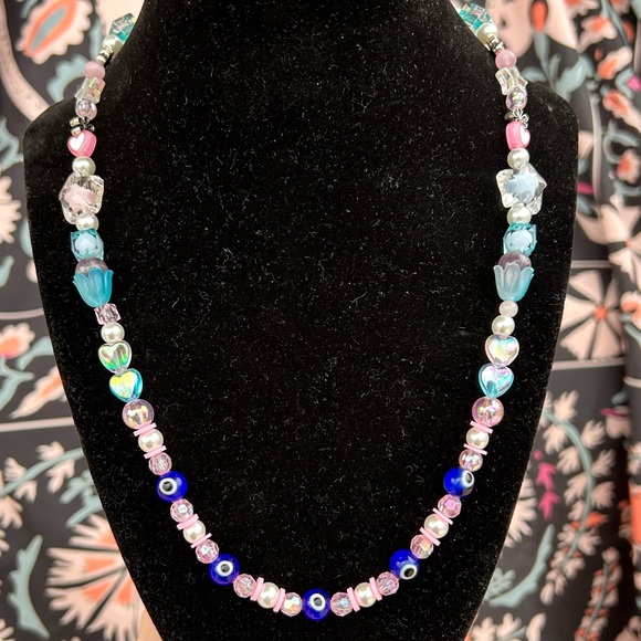 pink nazar jewelry set HANDMADE y2k evil eye protection couples boyfriend viral - Picture 3 of 4